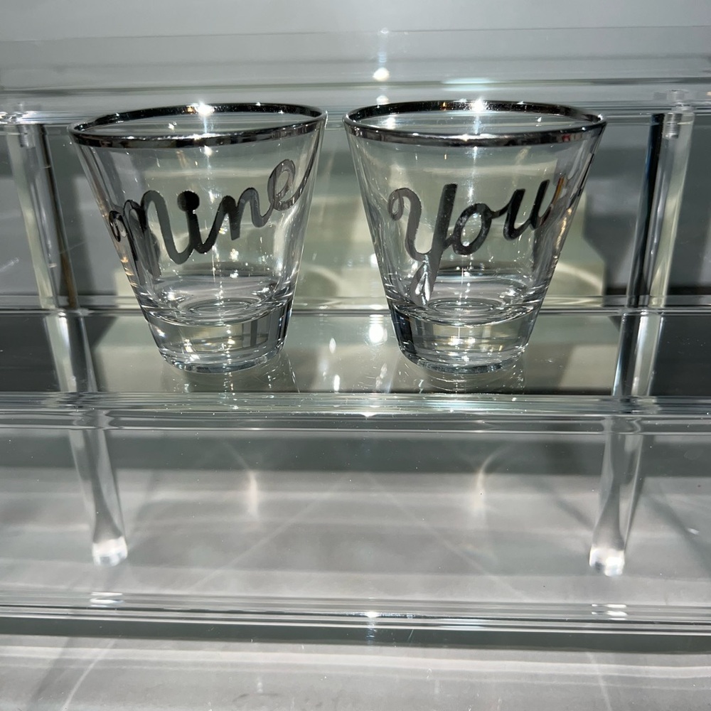 Silver-Trim 'Mine' and 'Yours' Shot Glass Set - Unbranded